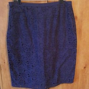 BODEN Eyelet lace navy skirt